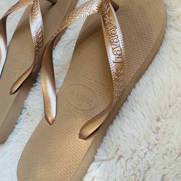 Womens Havaianas Slim Flip Flops Rose Gold Sandals | eBay